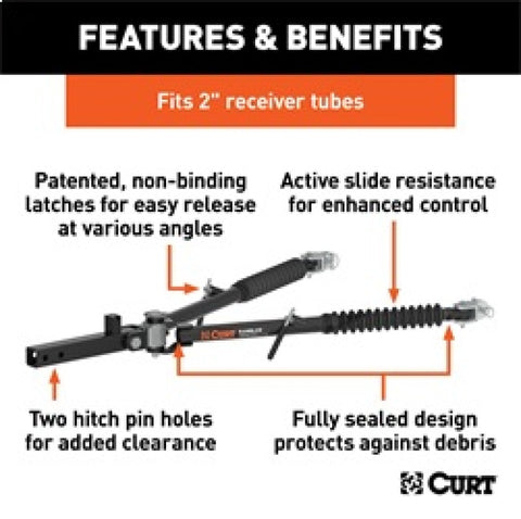 RockJock Curt Rambler Steel RV Tow Bar 7500lbs 2in Shank - RJ-70001