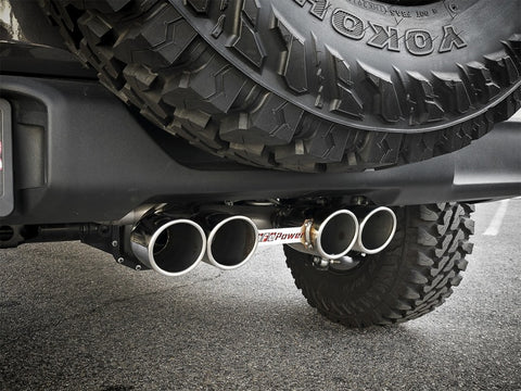 aFe Rebel Series 2.5in. 304 SS C/B Exhaust System 2018 Jeep Wrangler (JL) V6-3.6L - Polished Tip - 49-38071-P