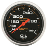 Autometer Liquid Filled Mechanical 66.7mm 140-280 deg F Oil Termperature Gauge Includes 6 ft Tubing - 5441