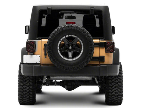 Raxiom 07-18 Jeep Wrangler JK Axial Series Trident LED Tail Lights- Blk Housing (Clear Lens) - J173719