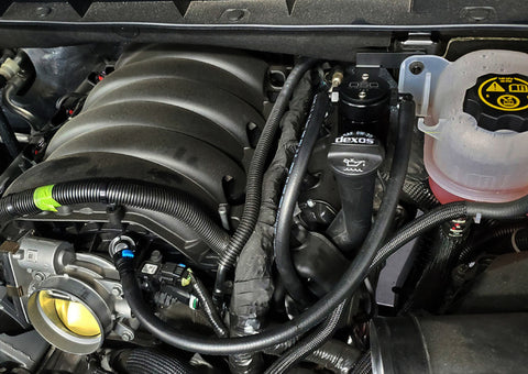 J&amp;L 19-24 Chevrolet Silverado/GMC Sierra 1500 5.3L V8 Driver Side Oil Separator 3.0 - Black Anod - 3086D-B