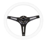 NRG Classic Wood Grain Steering Wheel (350mm) White Paint Grip w/Black 3-Spoke Center - ST-015BK-WT