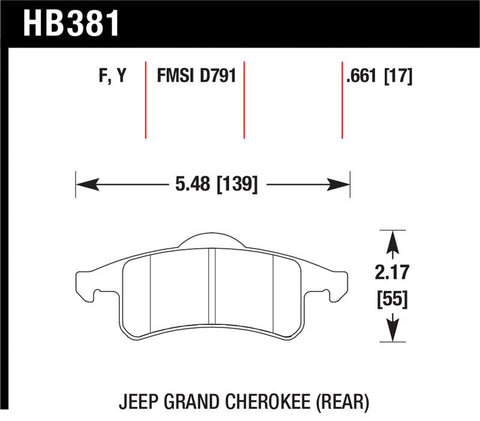 Hawk 99-04 Jeep Grand Cherokee LTS Street Rear Brake Pads - HB381Y.661