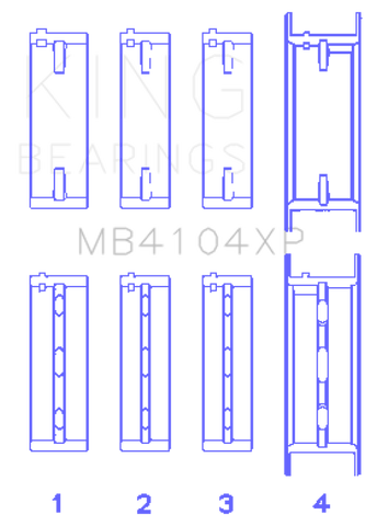 King Engine Bearings Nissan VG30DE/VG30DETT (Size +0.5) Performance Main Bearing Set - MB4104XP0.5