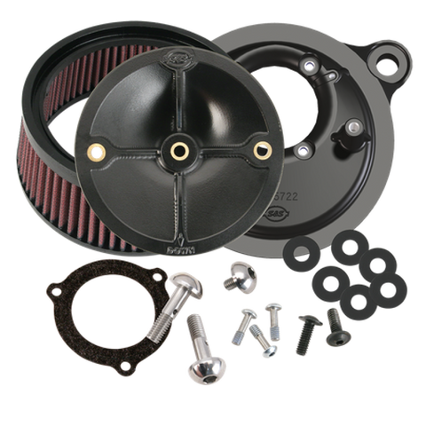 S&S Cycle 2008+ BT w/ S&S 66mm Throttle Body Stealth Air Cleaner Kit w/o Cover - 170-0165