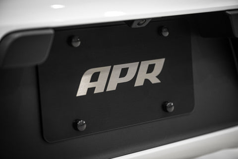 APR License Plate - Silver Logo/Black Plate - A1000015