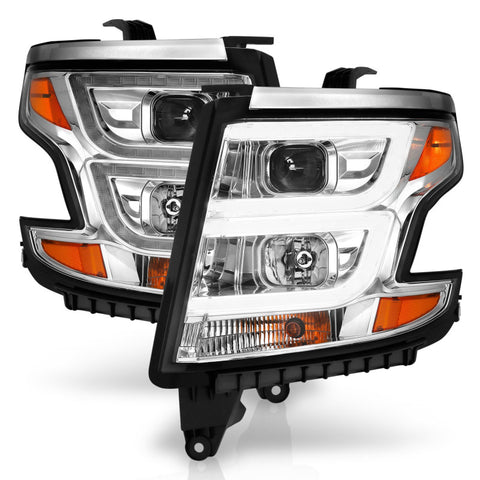 ANZO 2015-2020 Chevy Tahoe Projector Headlights Plank Style Chrome w/DRL - 111493