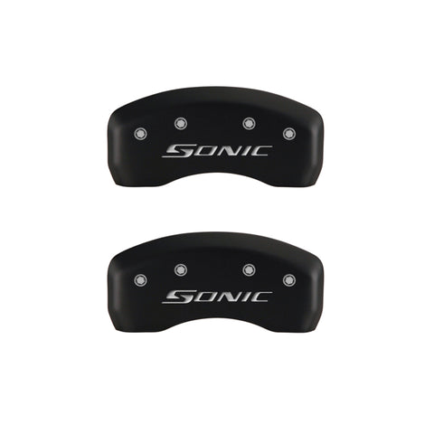 MGP 4 Caliper Covers Engraved Front & Rear Sonic Red finish silver ch - 14229SSNCRD
