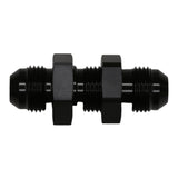 DeatschWerks 8AN Male Flare to 8AN Male Flare Bulkhead Adapter (Incl Nut) - Anodized Matte Black - 6-02-0709-B