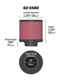 K&N Rubber Base Crankcase Vent Filter - 0.55in Flange ID 1.375in OD 1.125in Height - 62-2480