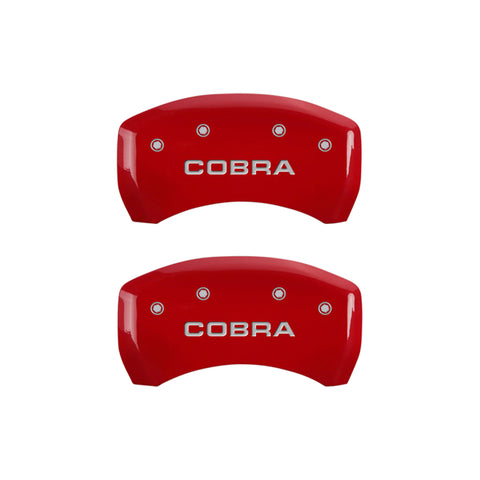 MGP Rear set 2 Caliper Covers Engraved Rear Cobra Red finish silver ch - 10010RCOBRD