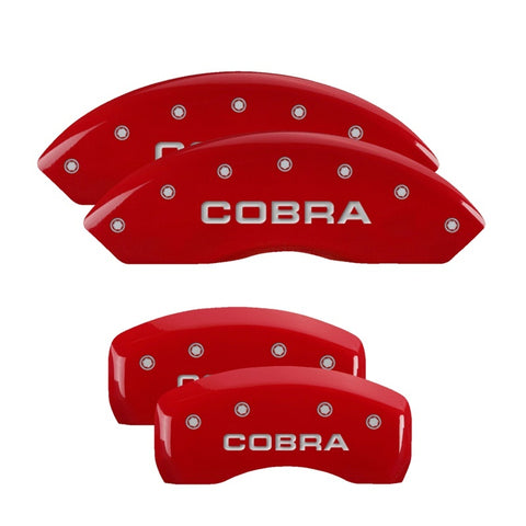 MGP Front set 2 Caliper Covers Engraved Front Oval logo/Ford Red finish silver ch - 10011FFRDRD