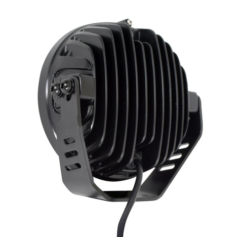 Go Rhino Xplor Blackout Series Round LED Driving Light w/DRL (Surface/Threaded Stud Mnt) 7in. - Blk - 750800711DRS