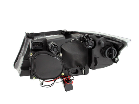 ANZO 2006-2008 BMW 3 Series E90-E91 Projector Headlights w/ Halo w/ LED Bar Black (CCFL) - 121335