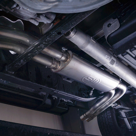 Stainless Works 2015-18 F-150 Exhaust X-Pipe Resonator Muffler Exits In Front Of Passenger Rear Tire - FT15CBFT