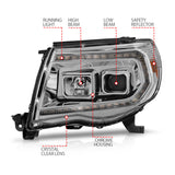 ANZO 05-11 Toyota Tacoma Projector Headlights w/Light Bar Switchback Chrome Housing - 111565