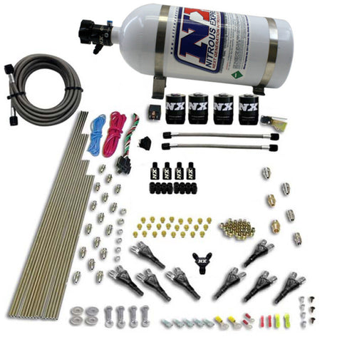 Nitrous Express 8 Cyl Shark Direct Port 4 Solenoids Nitrous Kit (200-600HP) w/10lb Bottle - 90006-10