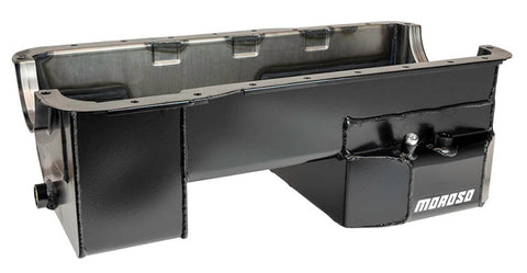 Moroso Ford 351W (w/Rear Sump & Billet End Seals) Road Race Baffled Wet Sump 7qt 7.5in Steel Oil Pan - 20534