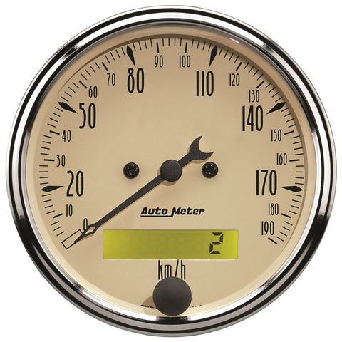 Autometer 3-1/8in 0-190km/h Antique Beige Elec. Programmable Speedometer - 1887-M