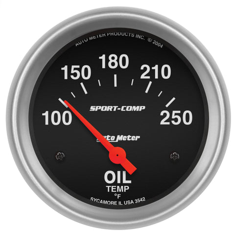 AutoMeter Gauge Oil Temp 2-5/8in. 100-250 Deg. F Electric Sport-Comp - 3542
