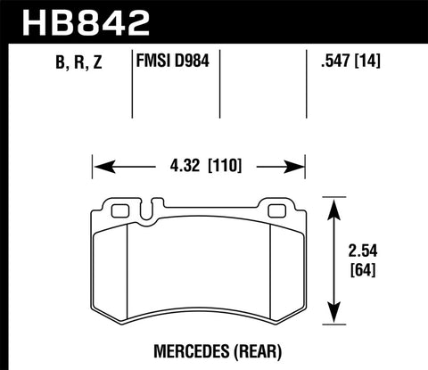 Hawk 05-10 Mercedes SLK Class HPS 5.0 Rear Brake Pads - HB842B.547