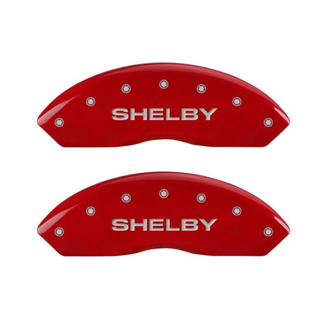 MGP 4 Caliper Covers Engraved Front Shelby Engraved Rear Tiffany Snake Red finish silver ch - 10197SSBYRD