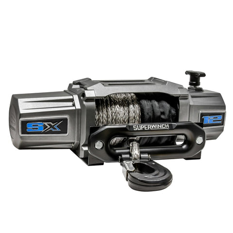 Superwinch 12000 LBS 12V DC 3/8in x 80ft Synthetic Rope SX 12000SR Winch - Graphite - 1712201