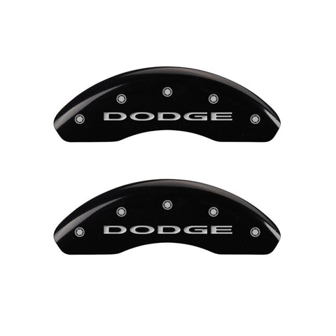 MGP 4 Caliper Covers Engraved Front & Rear With out stripes/Dodge Black finish silver ch - 12199SDD4BK