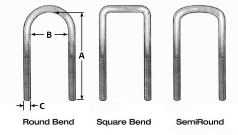Fabtech Round U-Bolt Kit - 5/8-18 x 20.00 x 3.50 - FTS749