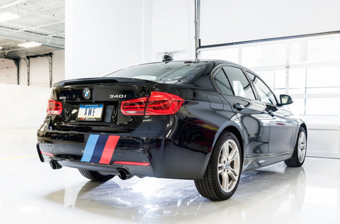 AWE Tuning BMW F3X 340i Touring Edition Axle-Back Exhaust - Diamond Black Tips (90mm) - 3010-33040