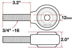 SPC Performance xAxis Sealed Flex Joint LH 3/4in-16x12mm BH x 2in W - 15733
