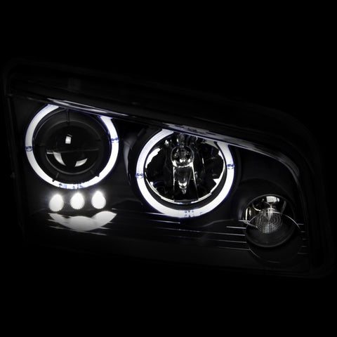 ANZO 2006-2010 Dodge Charger Projector Headlights w/ Halo Black - 121381