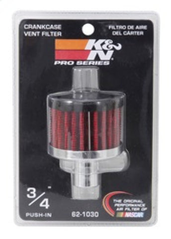 K&N Steel Base Crankcase Vent Filter .75in Vent OD x 2in OD x 1.5in Height - 62-1030