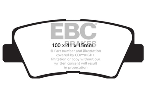 EBC 09-11 Hyundai Azera 3.3 Yellowstuff Rear Brake Pads - DP42031R