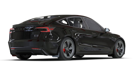Rally Armor 24-26 Tesla Model 3 Highland Black UR Mud Flap Metallic Black Logo - MF122-UR-BLK-MBK