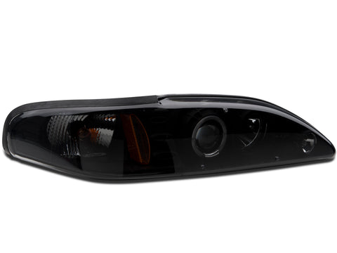 Raxiom 94-98 Ford Mustang LED Halo Projector Headlights- Black Housing (Smoked Lens) - 49119