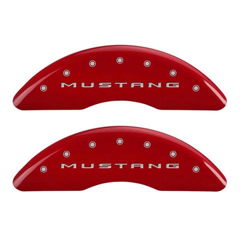 MGP 4 Caliper Covers Engraved Front 2015/Mustang Engraved Rear 2015/Bar & Pony Red/Silve 19in. Min - 10204SMB2RD
