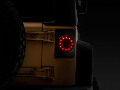 Raxiom 07-18 Jeep Wrangler JK Axial Series Halo LED Tail Lights- Blk Housing (Clear Lens) - J164240