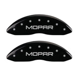 MGP Front set 2 Caliper Covers Engraved Front MOPAR Black finish silver ch - 42011FMOPBK