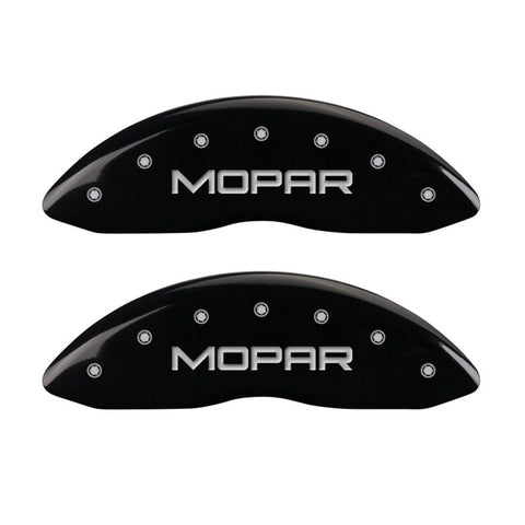 MGP Front set 2 Caliper Covers Engraved Front MOPAR Black finish silver ch - 42011FMOPBK