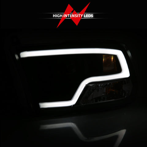 ANZO 09-18 Dodge Ram 1500 Plank Style Projector Headlights Black w/ Halo - 111404