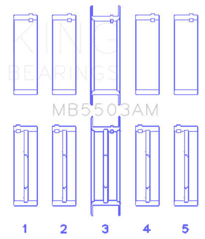 King Engine Bearings Ford V8 351ci 5.8L 16v Crankshaft Main Bearing Set (Set of 5) - MB5503AM