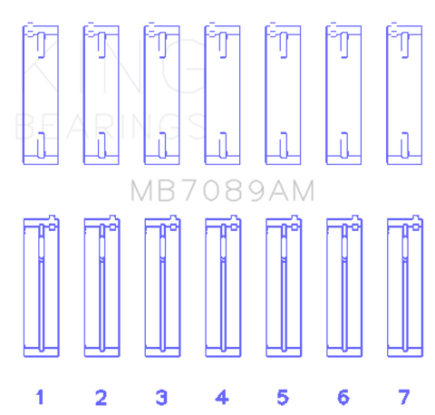 King Audi/Volkswagen ABV/AES/AUE Crankshaft Main Bearing Set (Set of 7) (Size +0.75mm) - MB7089AM0.75
