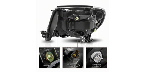 Raxiom 05-11 Toyota Tacoma Axial Series Switchback Projector Headlights- Black Housing- Clear Lens - TT23361