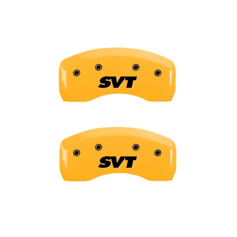 MGP 4 Caliper Covers Engraved Front & Rear SVT Yellow Finish Black Char 2003 Ford Mustang - 10017SSVTYL
