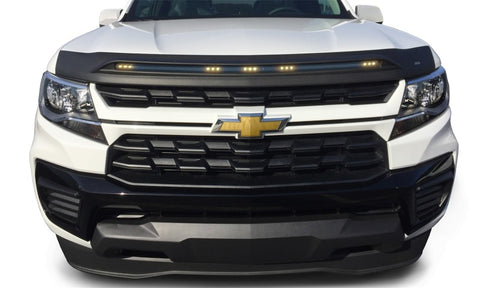 AVS 15-22 Chevy Colorado Aeroskin Low Profile Hood Shield w/ Lights - Black - 753113