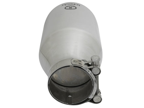 aFe Takeda 304 Stainless Steel Clamp-On Exhaust Tip 2.5in. Inlet / 4.5in. Outlet / 9in. L - Polished - 49T25454-P09