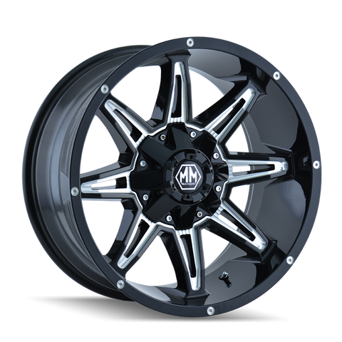 Mayhem 8090 Rampage 18x9 / 5x150 BP / -12mm Offset / 110mm Hub Black w/ Milled Spokes Wheel - 8090-8997M