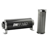 DeatschWerks Stainless Steel 8AN 10 Micron Universal Inline Fuel Filter Housing Kit (160mm) - 8-03-160-010K
