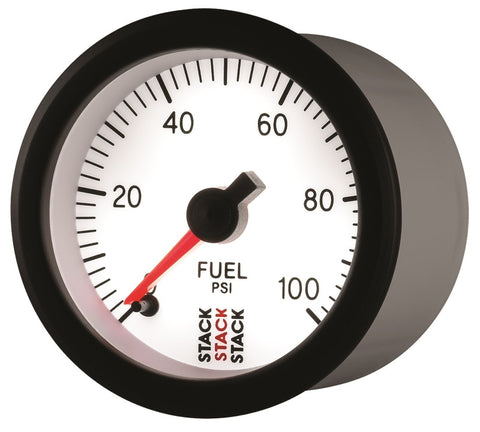 Autometer Stack 52mm 0-100 PSI 1/8in NPTF Male Pro Stepper Motor Fuel Pressure Gauge - White - ST3356